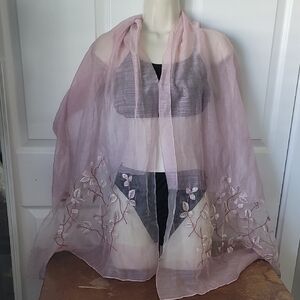 Chic Floral Embroidered Sheer Scarf